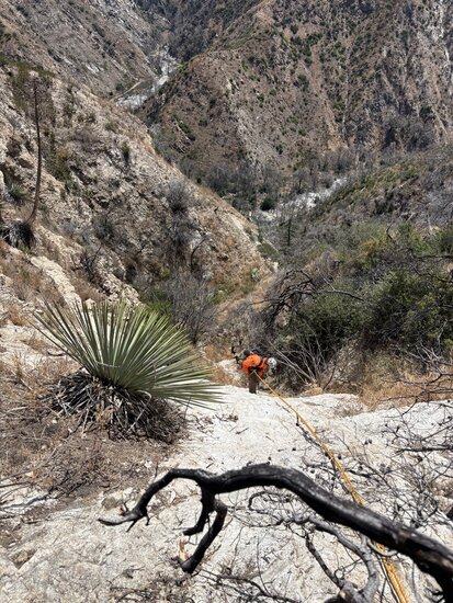 Rappelling down the canyon