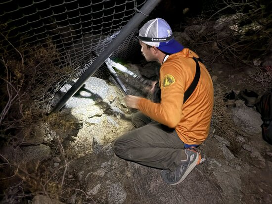 RMRU member using bolt cutters on a chain link fence